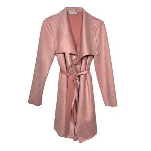 Tina Stephens Made in Italy Open Collar Faux Suede Wrap Jacket Size S/M